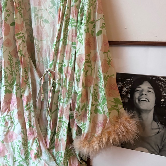 chill by cravings chrissy teigan pink floral robe fur lined bloom - Picture 7 of 10